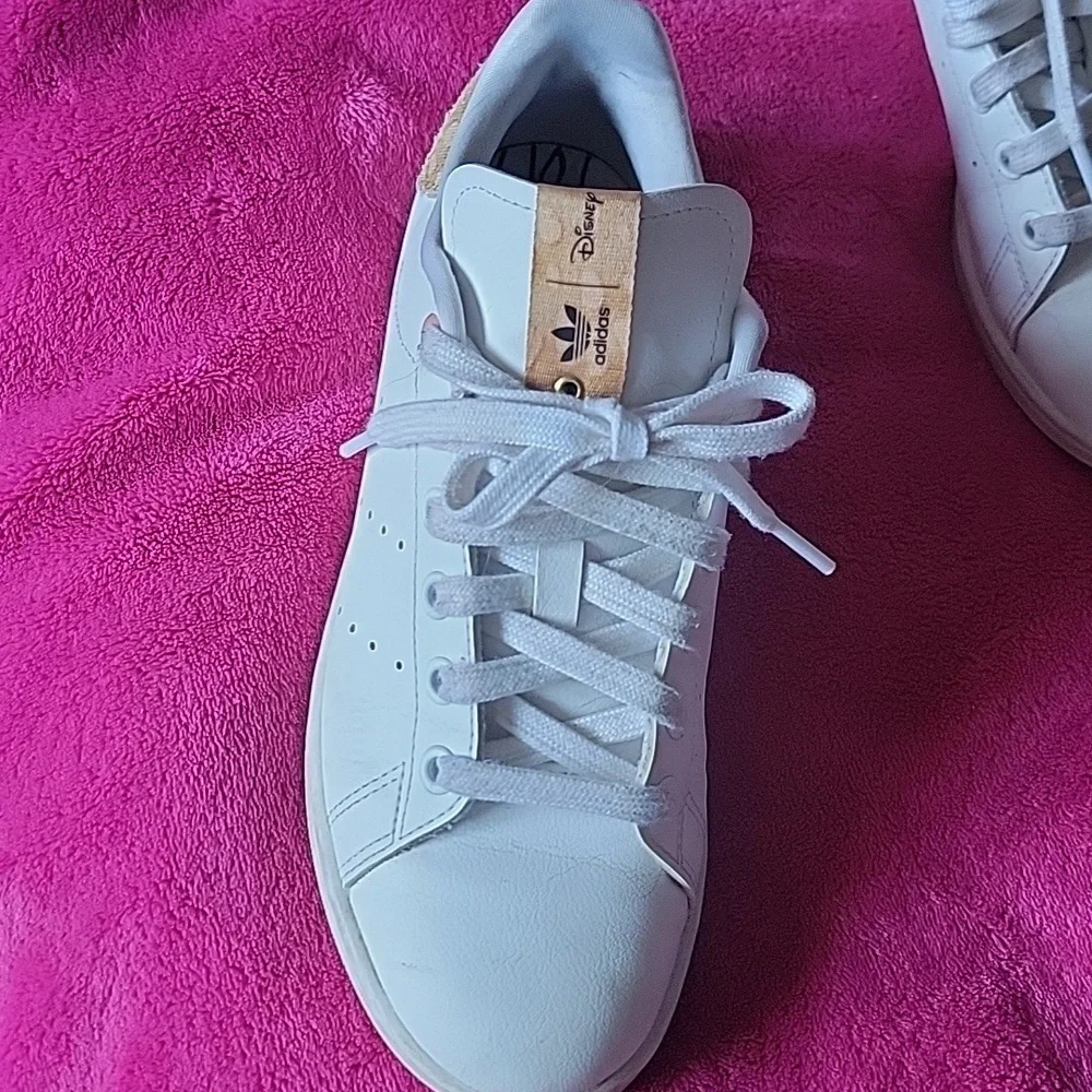 Adidas Women's Stan Smith Disney Edition White Sneakers with Tan Accents - Picture 3 of 6